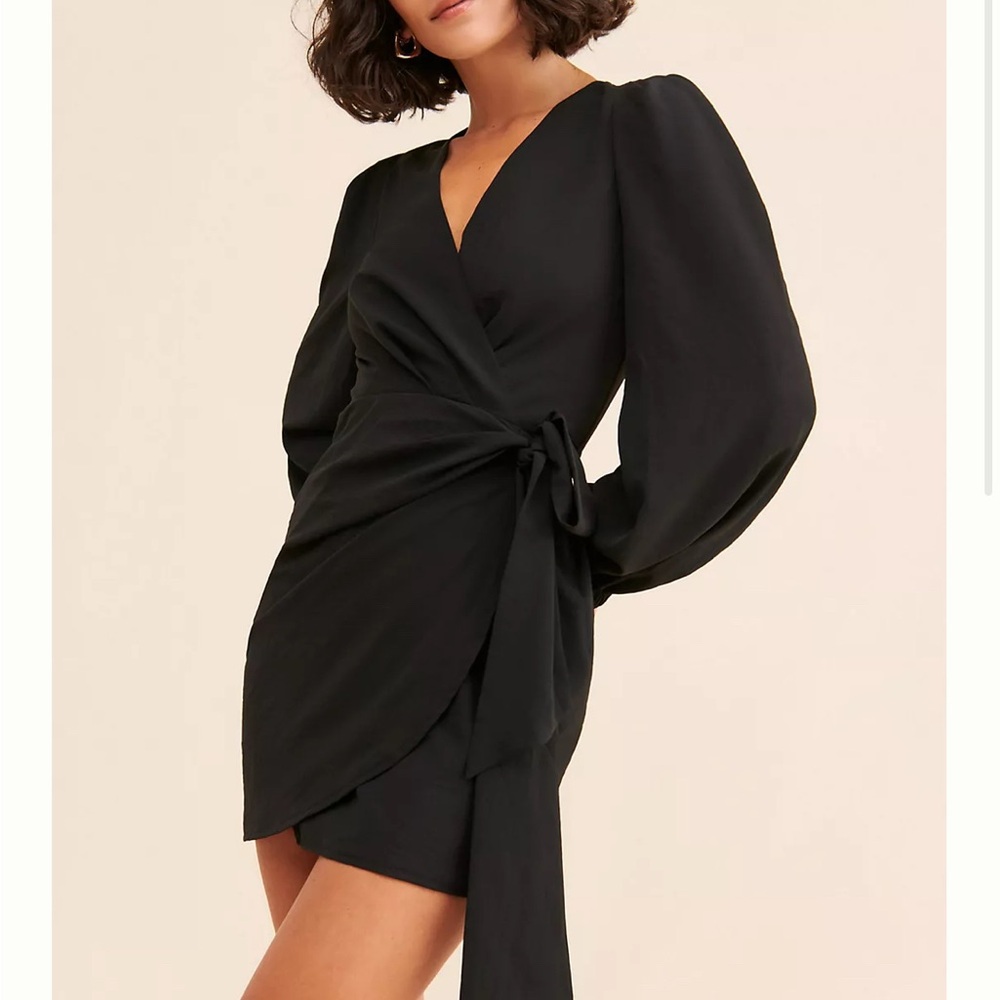 Anthropologie g.p.d. Mini Puff-Sleeve Wrap Dress
